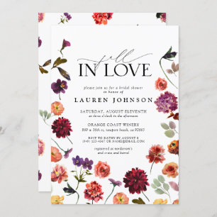 Vintage Fall in Love Garden Flowers Bridal Shower  Invitation