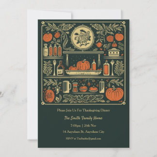 Vintage Fall Kitchen Thanksgiving Dinner Invite