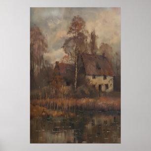 Vintage Fall Landscape Printable Art, Moody Poster
