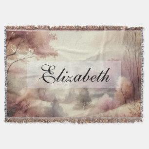 Vintage Fall Leaves Scenery neutral colors Throw Blanket