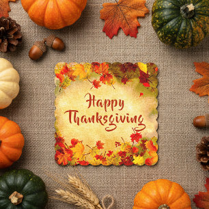 Vintage Fall Maple Foliage Thanksgiving Dinner Paper Coaster
