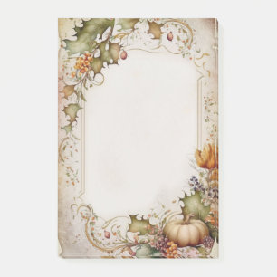 Vintage Fall Pumpkin and Leaves Post-it Notes