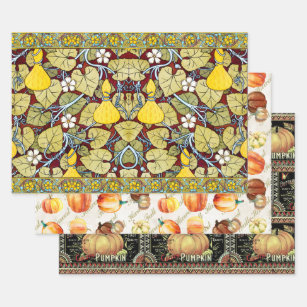 VINTAGE FALL PUMPKIN HEAVY WEIGHT DECOUPAGE PRINTS WRAPPING PAPER SHEETS
