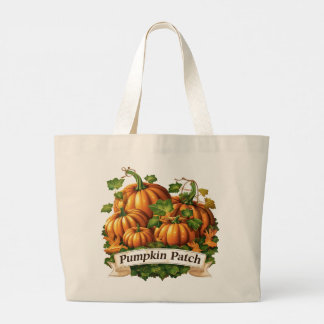 Vintage Fall Pumpkin Patch Large Tote Bag