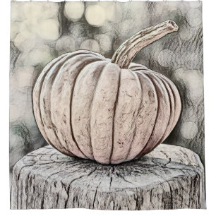 Vintage Fall pumpkins fall colors drawing Shower Curtain