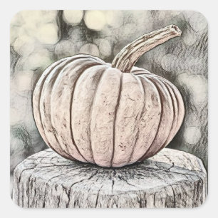 Vintage Fall pumpkins fall colors drawing Square Sticker