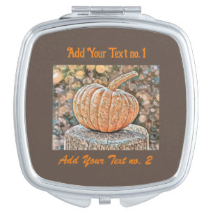 Vintage Fall pumpkins fall colors watercolor Compact Mirror