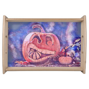 Vintage Fall pumpkins fall colors watercolor Show Serving Tray