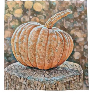 Vintage Fall pumpkins fall colors watercolor Show Shower Curtain