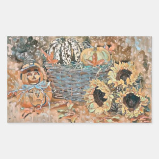 Vintage Fall pumpkins fall colors watercolor Squa Rectangular Sticker