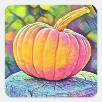 Vintage Fall pumpkins fall colors watercolor Square Sticker