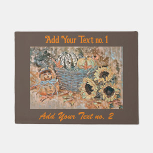 Vintage Fall pumpkins fall colors watercolor Thro Doormat