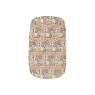 Vintage Fall pumpkins fall colors watercolor Thro Minx Nail Art