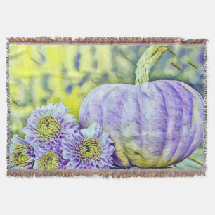 Vintage Fall pumpkins fall colors watercolor  Thro Throw Blanket
