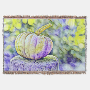 Vintage Fall pumpkins fall colors watercolor  Thro Throw Blanket