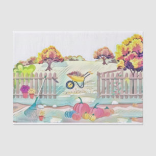Vintage Fall pumpkins fall colors watercolor Tissue Paper