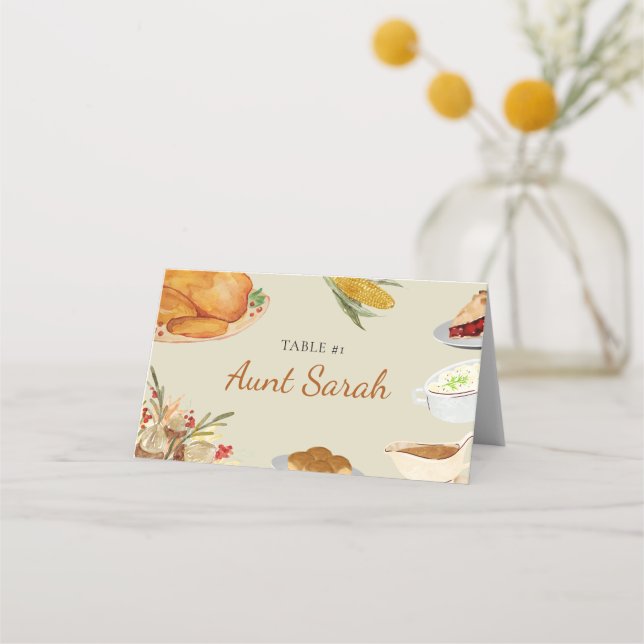 Vintage Fall Thanksgiving Dinner Table Placecards (Front)