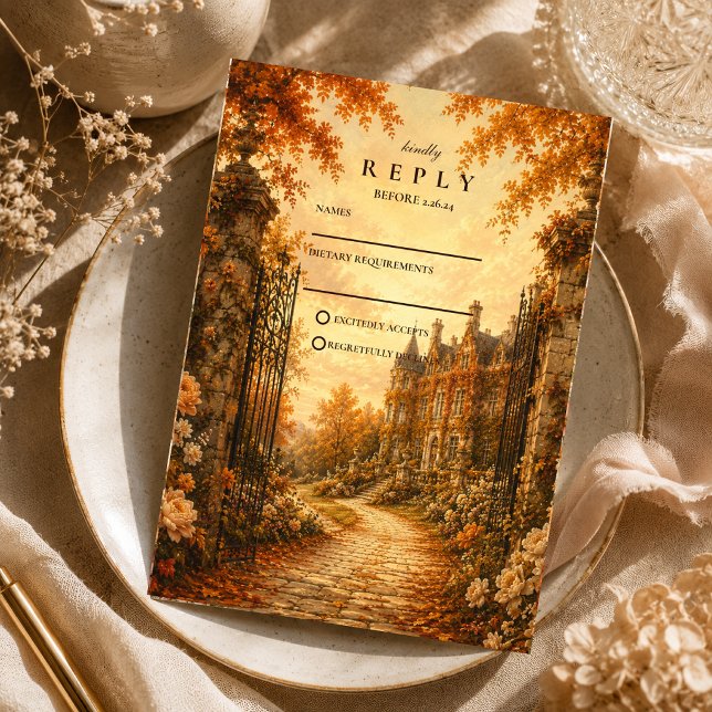 Vintage Fall Wedding RSVP Card (Creator Uploaded)