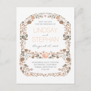 Vintage Fall Woodland Garden Rustic Save the Date Announcement Postcard