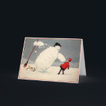 Vintage Falling Snowman Holiday Card<br><div class="desc">Vintage falling snowman Christmas card. High quality vintage image.</div>