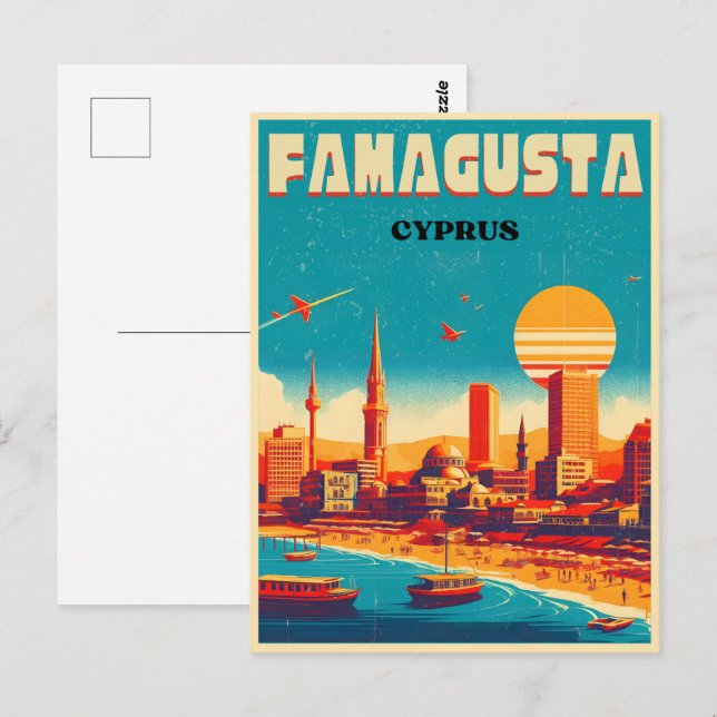vintage Famagusta Beach Cyprus gifts Postcard (Front/Back)