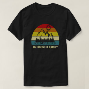 Vintage Family Adventures Name Mountain Sunset T-Shirt
