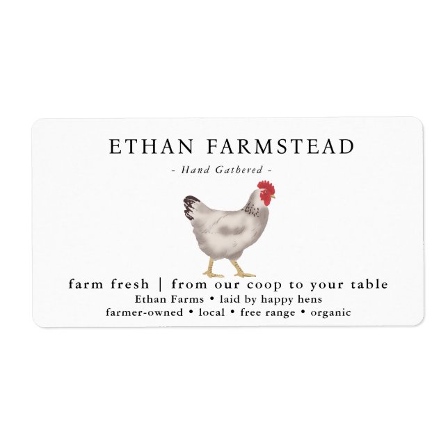 vintage Family Chicken Farm Business Label (Front)