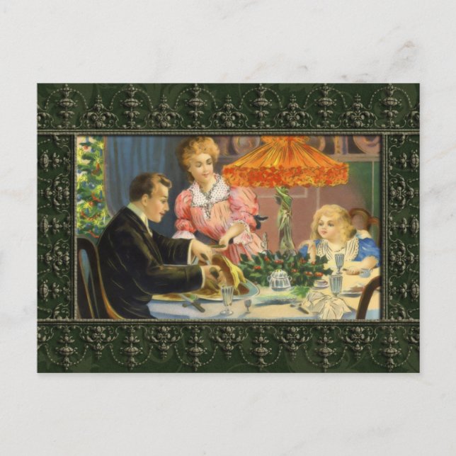 Vintage Family Christmas Dinner Postcard (Front)
