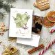 Vintage Family Christmas Photo Green and Red Holiday Card | Zazzle