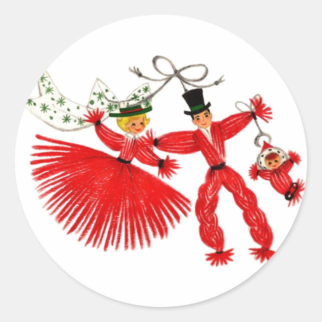 Vintage Family Christmas Sticker (Front)