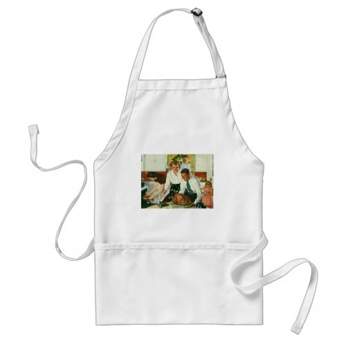 Vintage Family Cooking Thanksgiving Dinner Kitchen Adult Apron