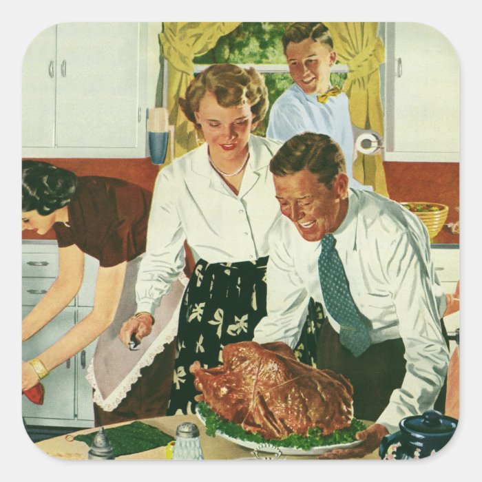 Vintage Family Cooking Thanksgiving Dinner Kitchen Sticker