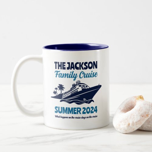 Vintage Family Cruise Vacation Beach Holiday Two_Tone Coffee Mug