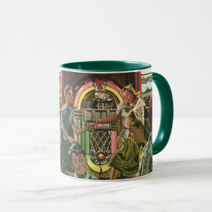 Vintage Family Dinner at a Diner with a Jukebox Mug