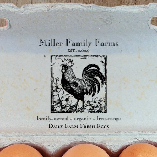 Vintage Family Farm Chicken Egg Carton Custom Rubber Stamp