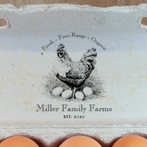 Vintage Family Farm Chicken Egg Carton  Rubber Stamp