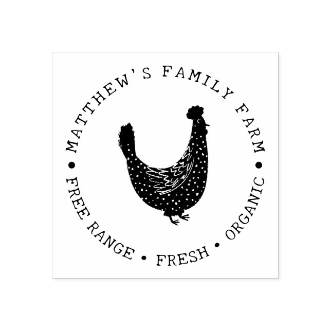 Vintage Family Farm Chicken Egg Rubber Stamp (Imprint)