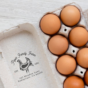 Vintage Family Farm Egg Carton Cute Pink Red Hen Self-inking Stamp
