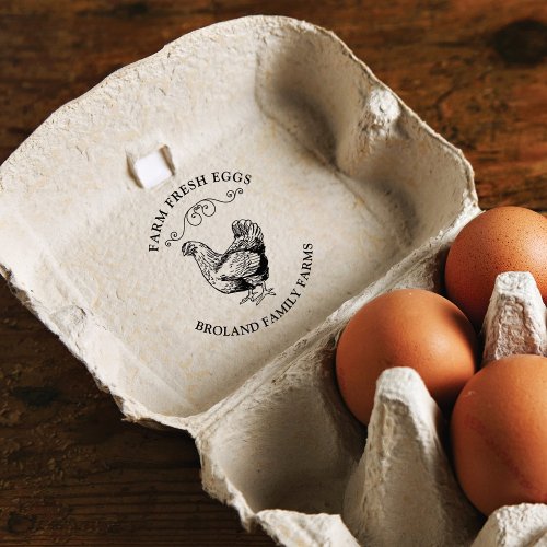 Vintage Family Farm Egg Carton Rubber Stamp