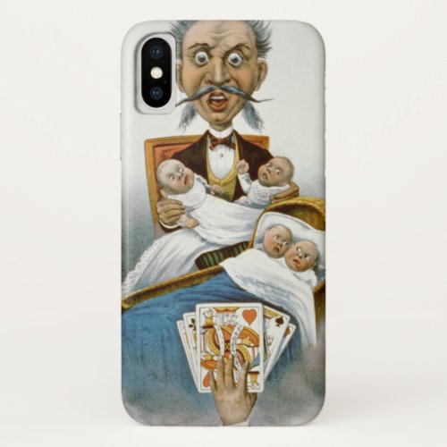 Vintage Family Father with Quadruplet Babies iPhone X Case