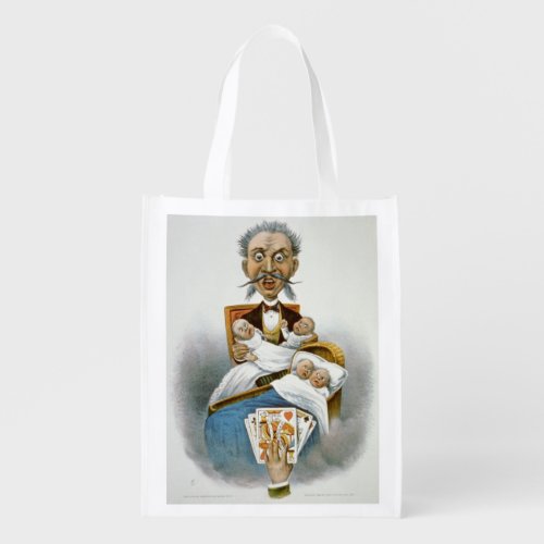 Vintage Family Father with Quadruplet Babies Grocery Bag