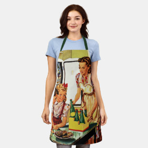 Vintage Family in the Kitchen Mom Dad Kids Snack Apron
