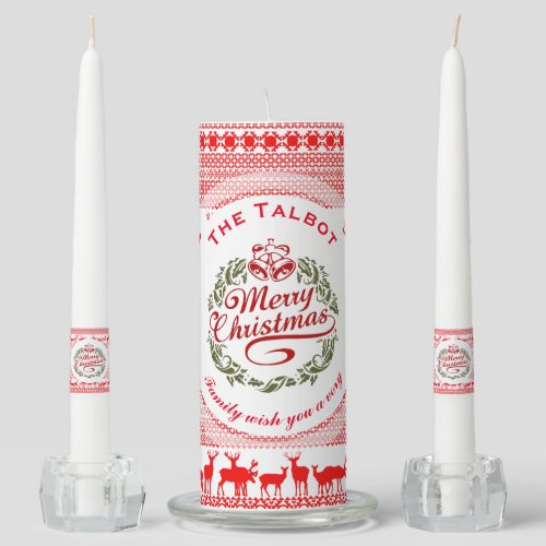 Vintage Family Merry Christmas Xmas red CS Unity Candle Set