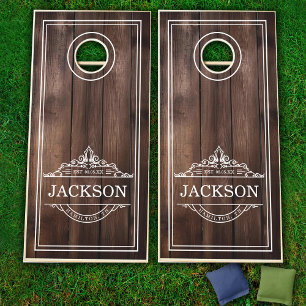 Vintage Family Name Logo Cornhole Set