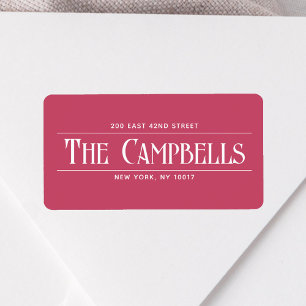 Vintage Family Name Red Return Address Label