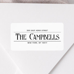 Vintage Family Name White Return Address Label