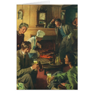 Vintage Family Party, Cooking Steaks Drinking Beer Cards