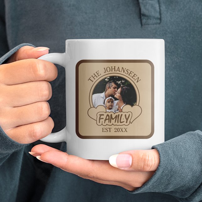 Vintage Family Photo Brown & Beige Simple Keepsake Coffee Mug (Creator Uploaded)
