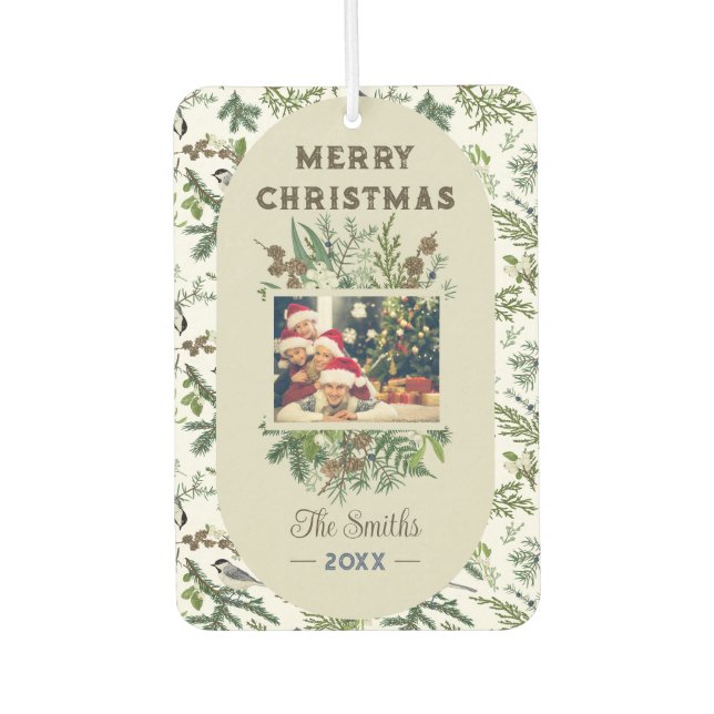 Vintage Family Photo Foliage Greenery Christmas Air Freshener (Front)