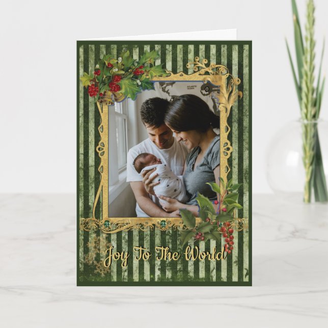 Vintage Family Photo Holiday Personalize Greeting Card (Front)
